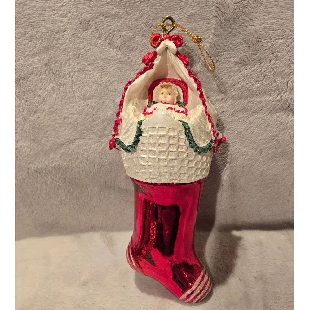 Mistletoe Magic‎ Collection European Style Glass Ornament Hand Blown Stocking